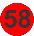 Number Fifty Eight (58) Fluorescent Circle or Square Labels